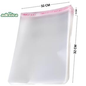 Saco Adesivado Plástico Transparente 32x32+3cm 1000 Unidades