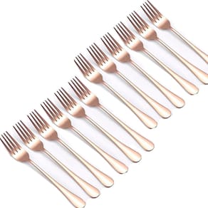 Kit Jogo De Garfos De Mesa Gold Rose 12pçs Inox Rústico Luxo