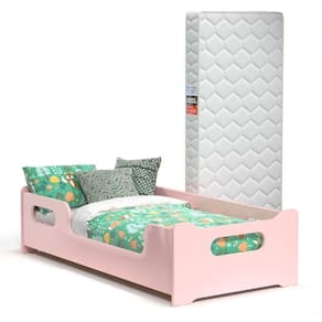 Mini Cama Montessoriana  Infantil Com Colchão E Proteção Lateral Quarto De Criança Menina Princesa Rosa Rofemar