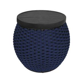 Puff Barril Tampo Aluminio Corda Náutica Azul Marinho - Azul