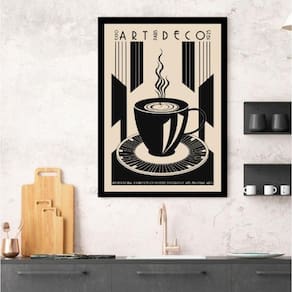 Quadro Decorativo Café - Art Deco 45X34Cm - Com Vidro