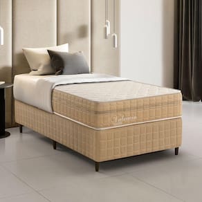 Kit Conjunto Colchão Solteiro King Valência Molas Ensacadas Individualmente + Box Blindado 100x61x20 - Bege