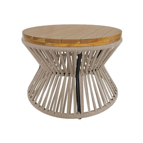 Mesa De Centro Ampulheta Corda Náutica Areia - Bege