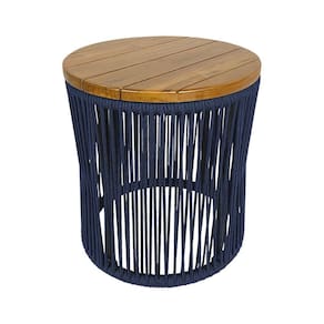 Puff Lyon Alumínio Corda Náutica Azul Marinho - Azul