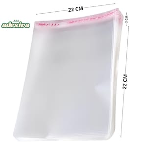 Saco Adesivado Plástico Transparente 22x22+3cm 100 Unidades