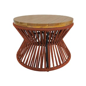 Mesa De Centro Ampulheta Corda Náutica Terracota - Laranja