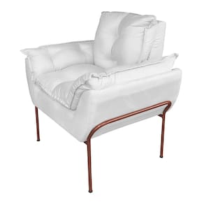 Poltrona para Escritório Base Cobre Suede Branco - Vallisa Decor