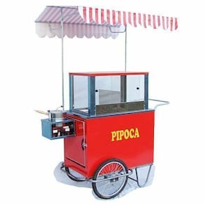 Carrinho de pipoca doce e salgada abertura lateral rodas aro 20 Mod 4296