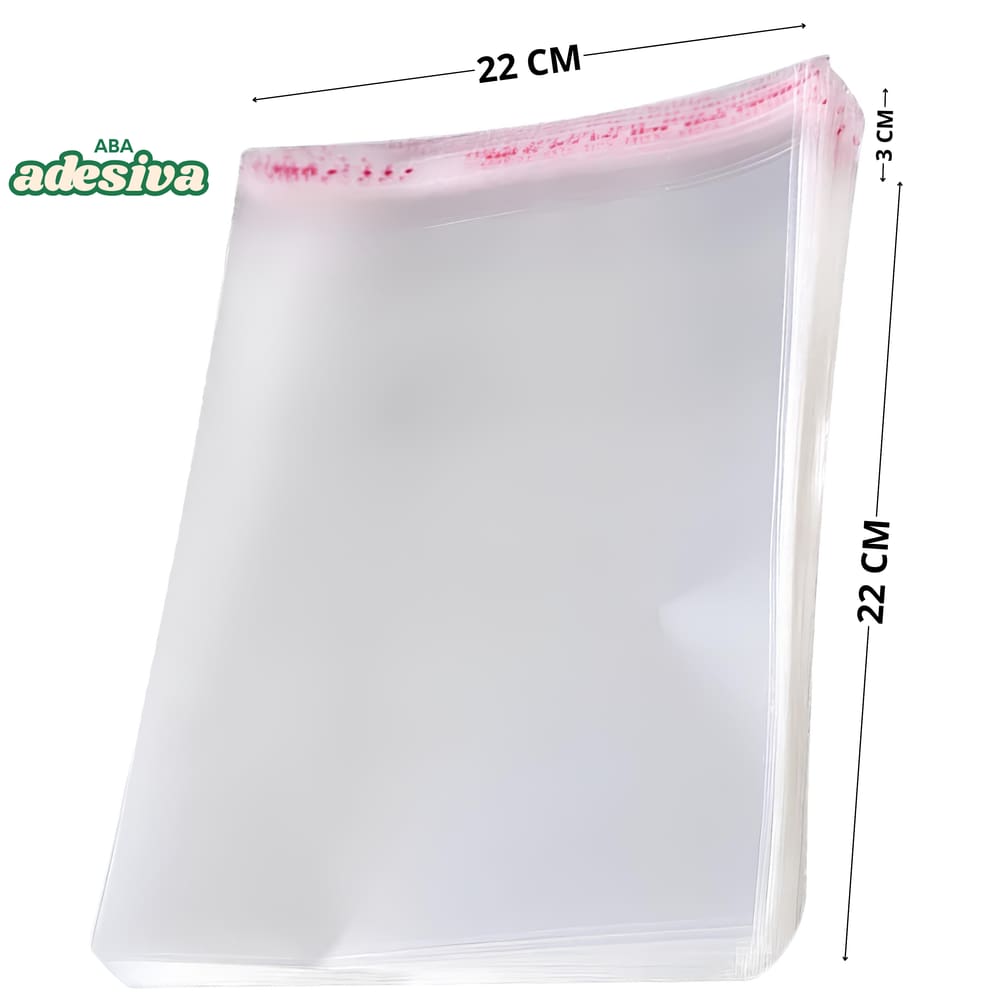 Saco Adesivado Plástico Transparente 22x22+3cm 500 Unidades