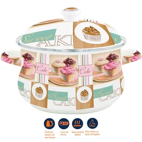 Panela Caçarola Esmaltada Cake Á Indução Vintage 3,6 Litros