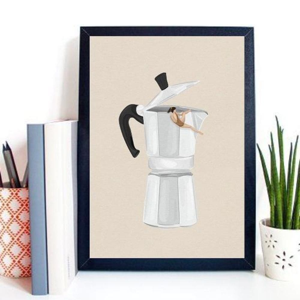 Quadro Decorativo A Louca Do Café 33X24Cm