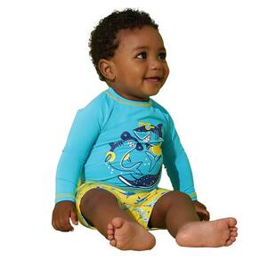 Conjunto Praia Bebê Proteção UV Tubarão Amarelo Everly