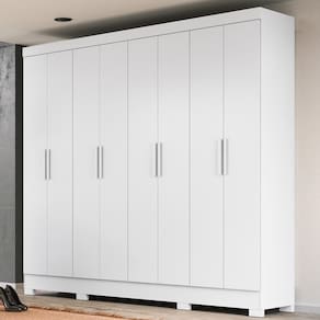 Guarda-roupa Casal 8 Portas 4 Gavetas e Pés Diplomata Branco