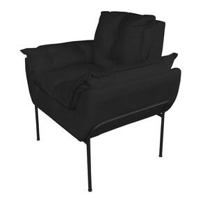 Poltrona para Escritório Base Preta Suede Preto - Vallisa Decor