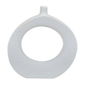 Escultura Vaso Decorativo em Cerâmica Branco 18cm x 17,5cm - Rio Home