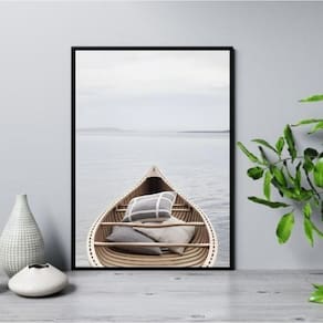 Quadro Praia Canoa Relax 33X24Cm - Com Vidro