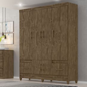 Guarda-roupa Casal 6 Portas 2 Gavetas e Pés Ms912 Castanho Wood