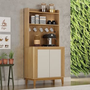 Cantinho do Café 2 Portas 3 Prateleira Mantiqueira Cinamomo/Off White