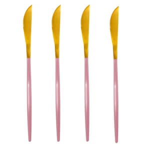 Jogo de Facas de Mesa Inox Dourado e Rosa Lady 4 peças - Casambiente
