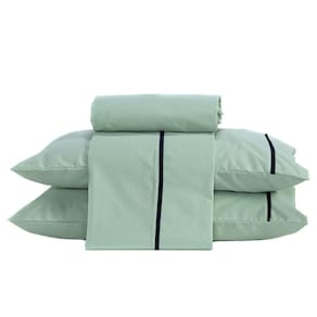 Jogo De Cama Casal Padrão 04 Peças C/ Viés Cor Verde