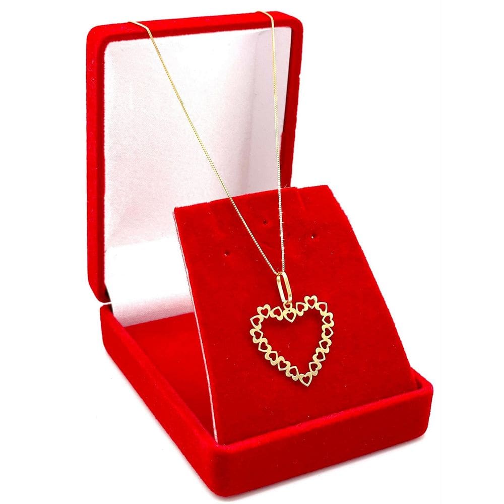 Corrente De Ouro 18k Feminina Veneziana 40cm Pingente Coração
