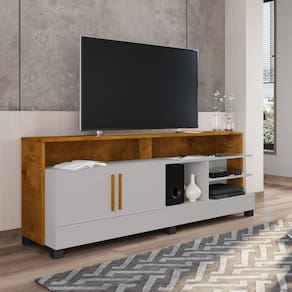 Rack para TV até 65 Polegadas 2 Portas com Pés de Madeira Taipe Bechara