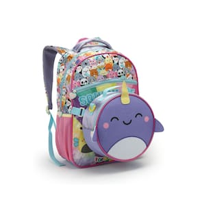 Kit Mochila Infantil Feminina Baleia Com Lancheira Removível