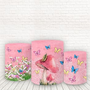 Trio De Capas Cilindros Tecido Sublimado 3D Jardim Fcc-367