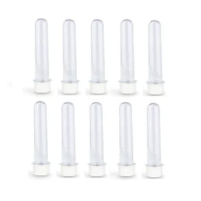 Kit 50 Tubete 12Cm Acrílico Tampa Branca/ Transparente
