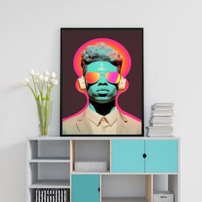 Quadro Decorativo Ouvindo Música 33X24Cm - Com Vidro