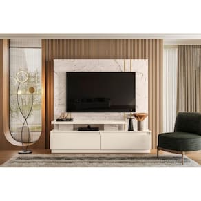 Home Theater New Apolo para TV de até 75 polegadas - CALACATA / OFF WHITE - Madetec