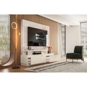 Painel New Apolo para TV de até 75 polegadas - CALACATA / OFF WHITE - Madetec