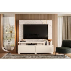 Estante New Apolo para TV de até 75 polegadas (COM PÉS) - CALACATA / OFF WHITE - Madetec