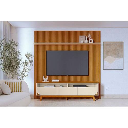 imagem-Composição Luna para TV de até 75 polegadas - Cinamomo /Off White - Madetec