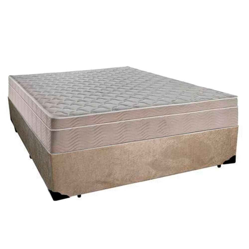 Cama Box Casal Suede + Colchão Serene Molas Ensacadas 138x188x65 Bege