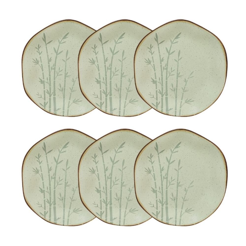 Conjunto 6 Pratos de Sobremesa 21,5 cm Ryo Bambu Porcelana Oxford