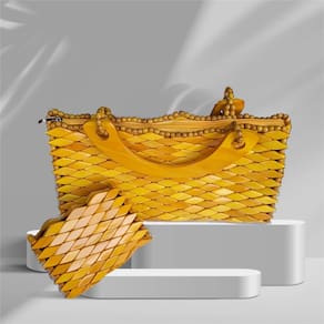 Kit Bolsa Tipo Baú Amarela + Bolsa Porta-moedas Amarela