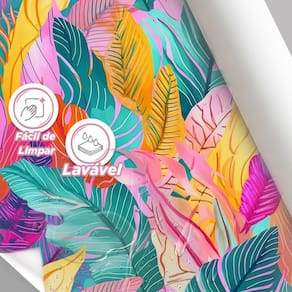 Papel De Parede Painel 3D Folhas Bananeira Colorida 3,5M