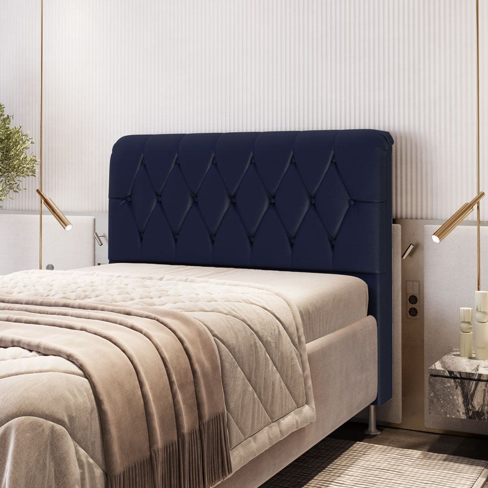 Cabeceira Sirus 140 Premium / A-019 Couro Artificial Azul