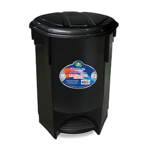 Lixeira Oval Com Pedal Preta Desmontada 30 Litros Arqplast