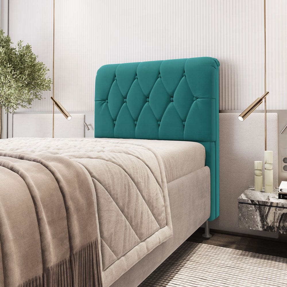 Cabeceira Sirus 90 Premium / Z-016 Sued Azul Turquesa