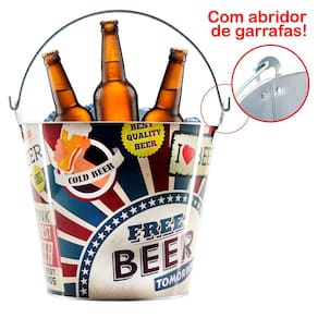 Kit 2 Baldes De Gelo Para Cerveja Estampado Em Metal Galvanizado 4,8 Litros
