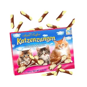Língua de Gato Katzenzungen Chocolate ao Leite e Branco - Importado