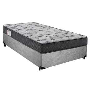 Cama Box Solteiro Suede + Colchão De Espuma D33 - Serene - 88cm Cinza