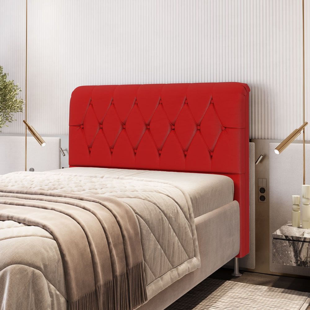 Cabeceira Sirus 140 Premium / A-020 Couro Artificial Vermelho