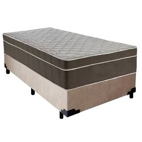 Cama Box Suede Solteiro + Colchão Serene Molas Ensacadas 88x188x65 Cor:bege