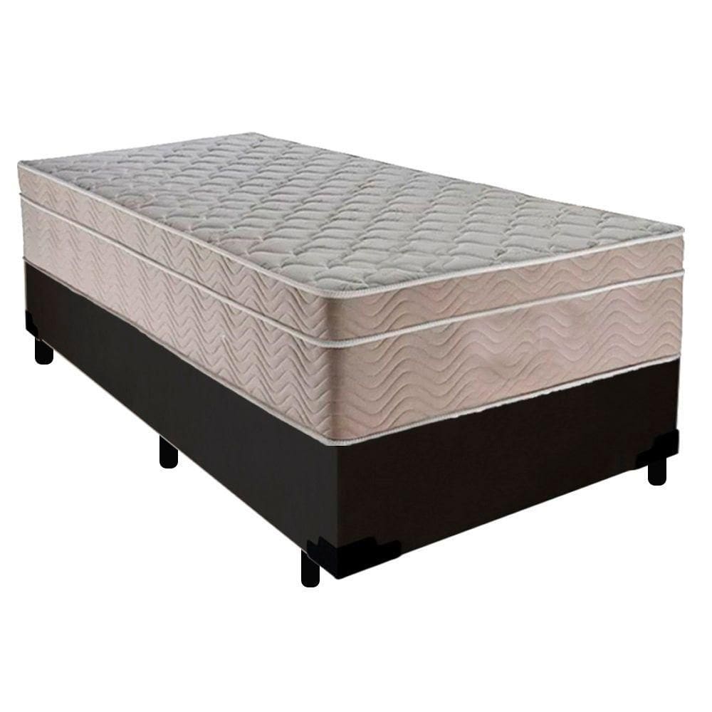 Cama Box Suede Solteiro + Colchão Serene Molas Ensacadas 88x188x65 Preto