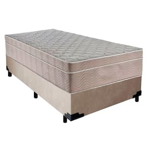 Cama Box Suede Solteiro + Colchão Serene Molas Ensacadas 88x188x65 Cor:bege
