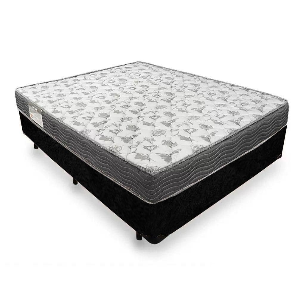 Cama Box Casal Suede + Colchão De Espuma D33 - Serene - 138cm Cor:preto