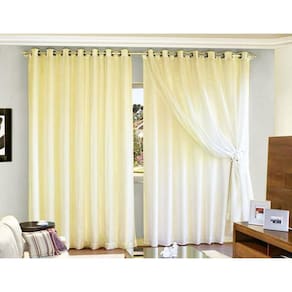 Cortina Sala Quarto Voal Liso Microfibra Palha 4,00X2,50